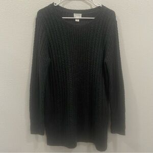 Caslon Gray Knitted‎ Mohair Wool Blend Long Sleeve Sweater Size M Elbow Patch